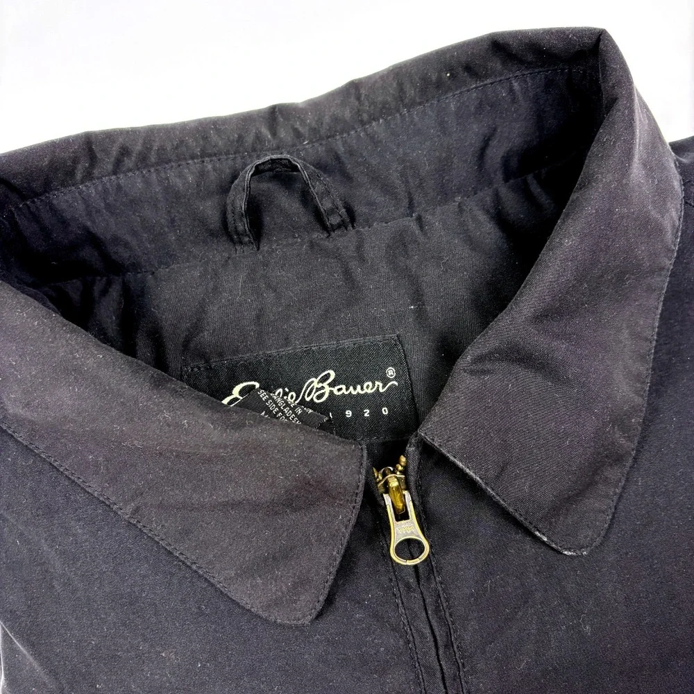 VTG Eddie Bauer Japan Release Tech Jacket Mens Sz L Black Windbreaker Boxy Golf